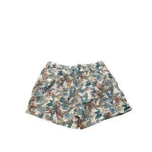 South Beach Cream Tropical Floral Drawstring Swim Trunks Size Large